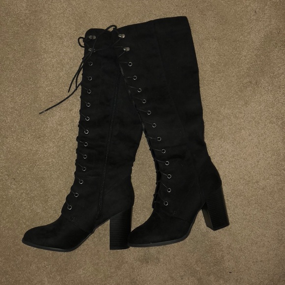 A+ Shoes - Black Lace Up Boots
